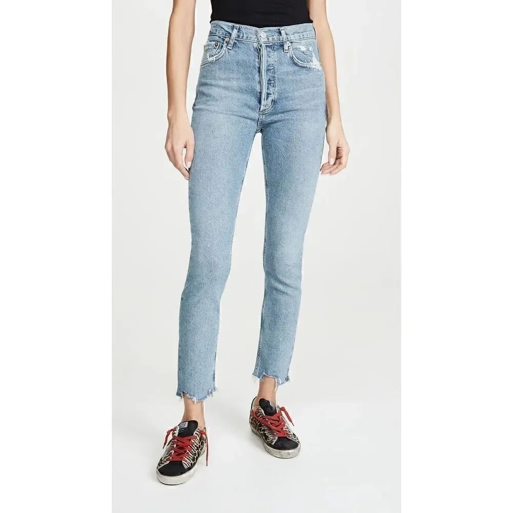 Agolde Nico High Rise Slim Fit Skinny Ankle Jeans Distressed Women's Size 32